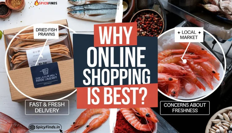 Dried fish and prawns on a plate, highlighting the benefits of online shopping