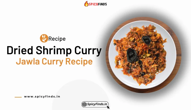 Delicious and spicy Dried Shrimp Curry (Jawla Curry) served in a plate, a traditional Indian seafood dish packed with coastal flavors